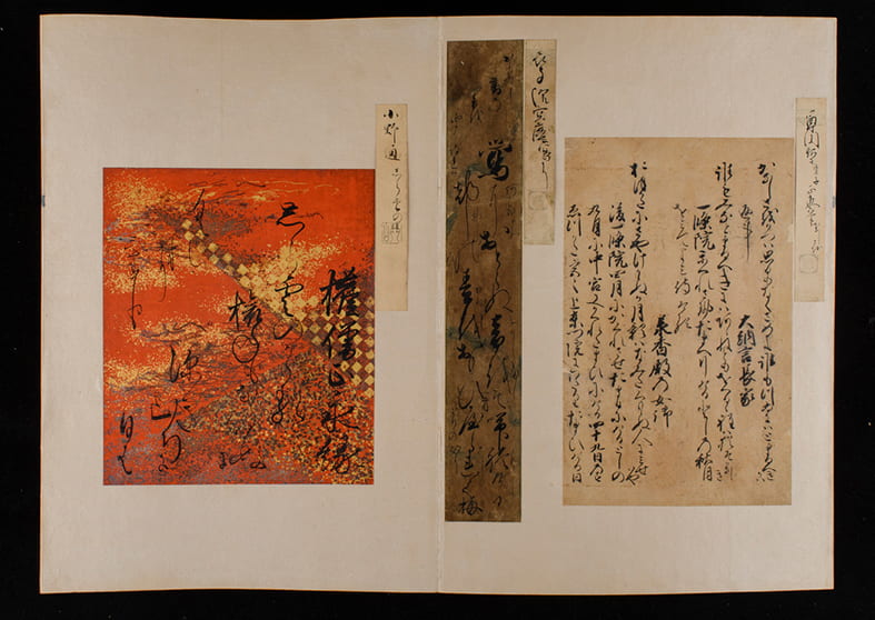 two-page spread of an album with caligraphy fragments.